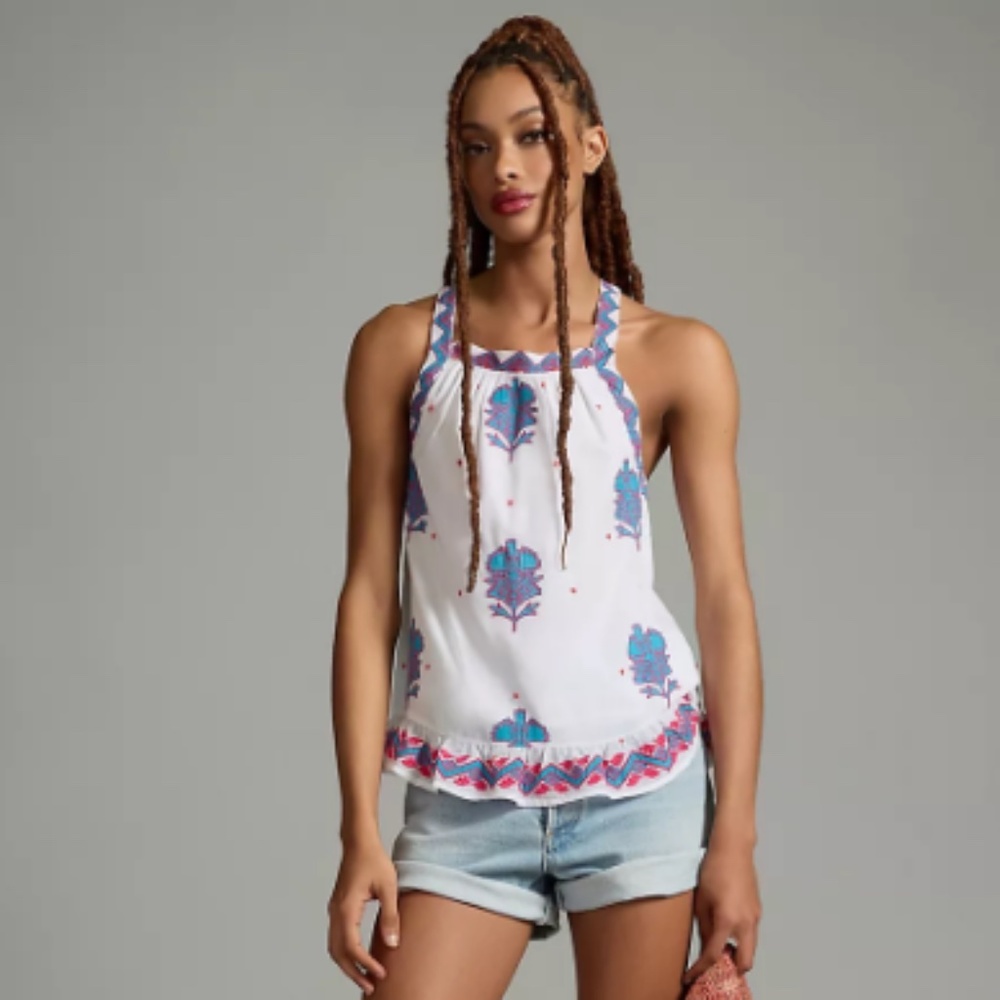 NWT By Anthropologie Ruffle-Hem Halter Top SIZE M